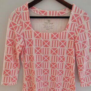 Ladies Mahi Gold Mini Dress, Pink and White, 3/4 sleeve, Size X-small,